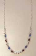 Patriotic Swarovski Crystal & Sterling Silver Necklace - Patriotic Jewelry